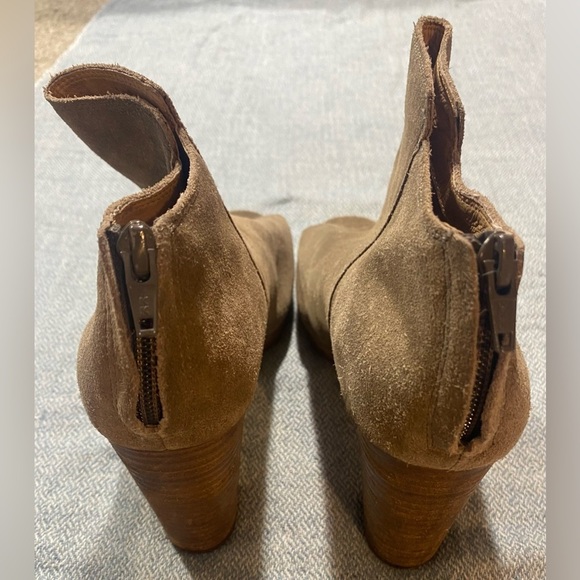 Corso Como Brown Suede Leather Booties, Size 8M, Peep Toe, Zip Back, 4” Heel - Picture 3 of 9